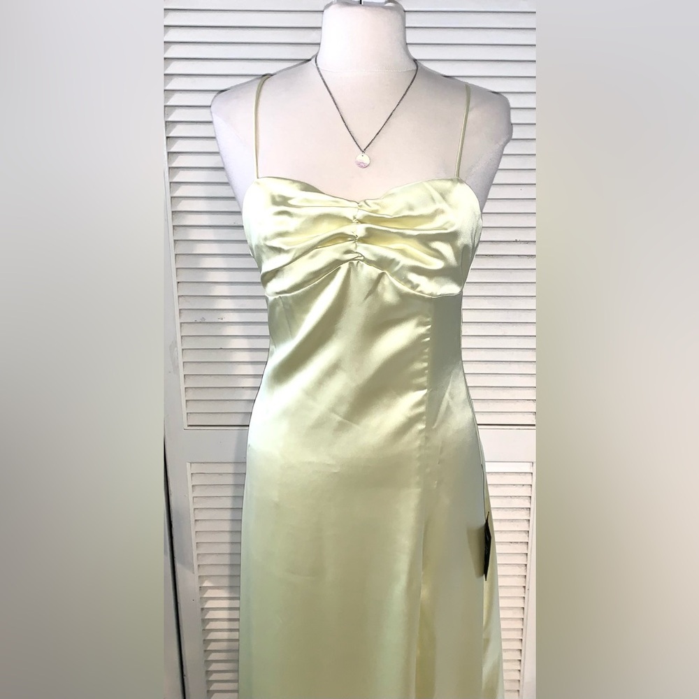 Lulus Stunning Example Light Yellow Satin Backless Maxi Dress NWT Small - Picture 6 of 10